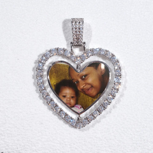 3D Spinning 2-Faced Heart Custom Picture Pendant