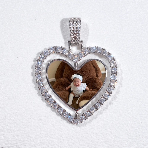 3D Spinning 2-Faced Heart Custom Picture Pendant