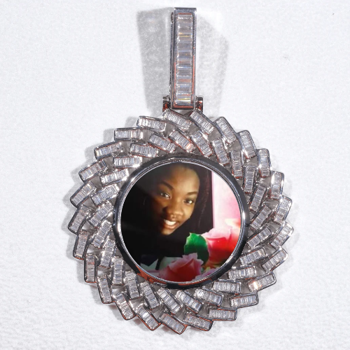 Large 3D Baguette Custom Picture Pendant