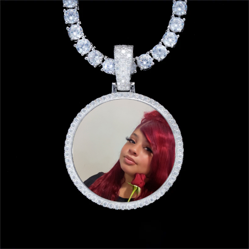 925S & VVS Moissanite 3D Circle Custom Picture Pendant