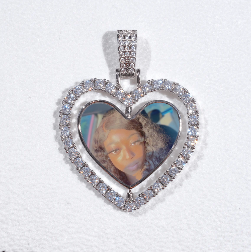 3D Spinning 2-Faced Heart Custom Picture Pendant