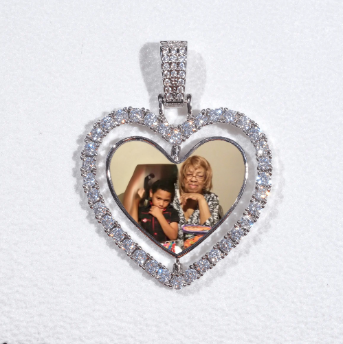 3D Spinning 2-Faced Heart Custom Picture Pendant
