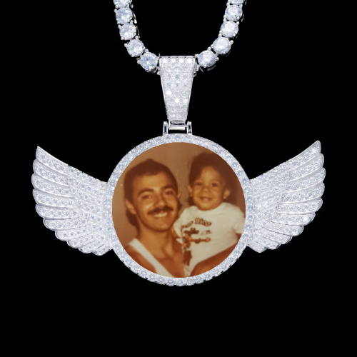 925S & VVS Moissanite 3D Wing Custom Picture Pendant