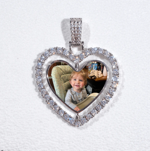 3D Spinning 2-Faced Heart Custom Picture Pendant