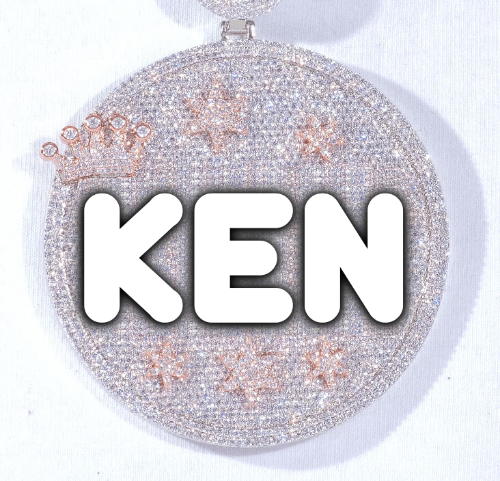 CUSTOM LETTER NECKLACE 3D BIG CROWN DISC