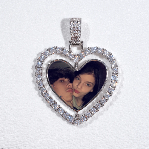 3D Spinning 2-Faced Heart Custom Picture Pendant
