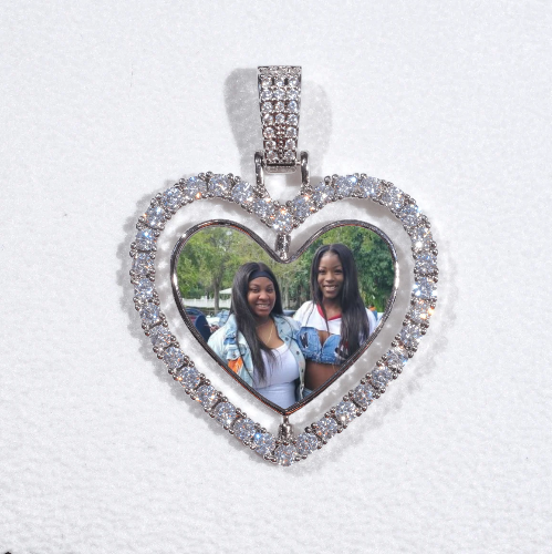 3D Spinning 2-Faced Heart Custom Picture Pendant