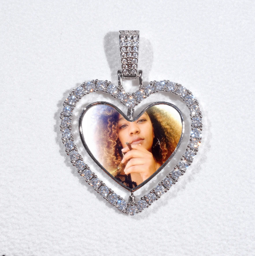 3D Spinning 2-Faced Heart Custom Picture Pendant