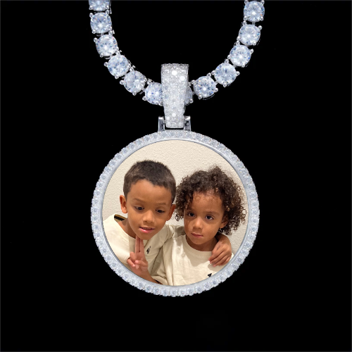 925S & VVS Moissanite 3D Circle Custom Picture Pendant