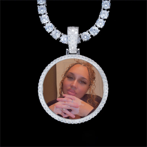 925S & VVS Moissanite 3D Circle Custom Picture Pendant