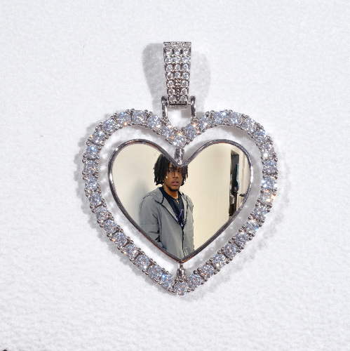 3D Spinning 2-Faced Heart Custom Picture Pendant