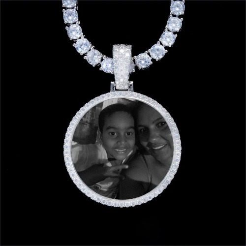925S & VVS Moissanite 3D Circle Custom Picture Pendant