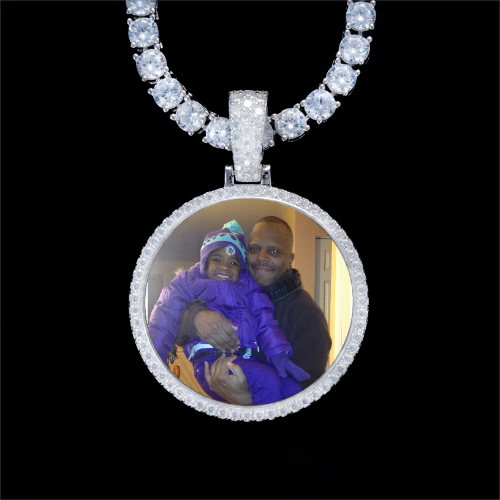 925S & VVS Moissanite 3D Circle Custom Picture Pendant