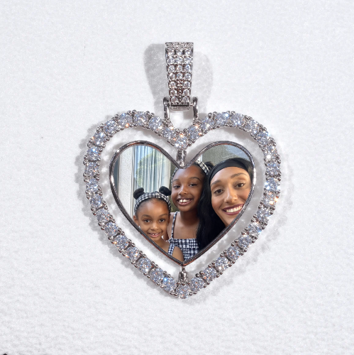 3D Spinning 2-Faced Heart Custom Picture Pendant