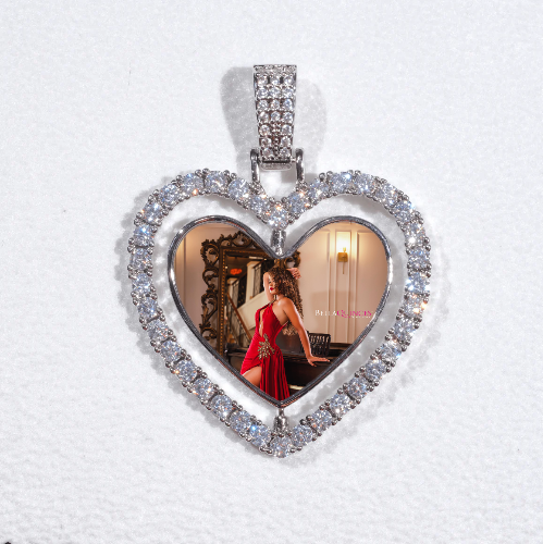 3D Spinning 2-Faced Heart Custom Picture Pendant
