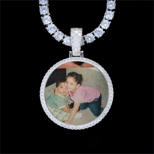 925S & VVS Moissanite 3D Circle Custom Picture Pendant