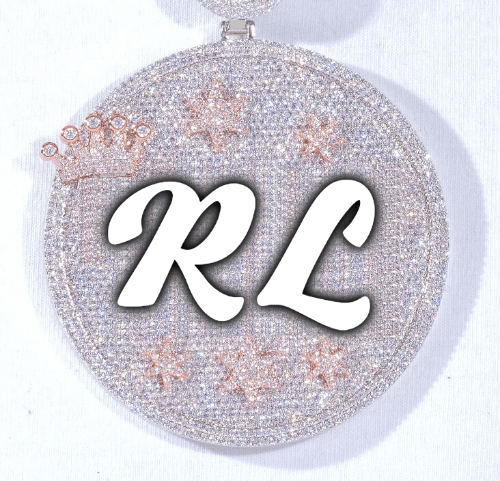 CUSTOM LETTER NECKLACE 3D BIG CROWN DISC