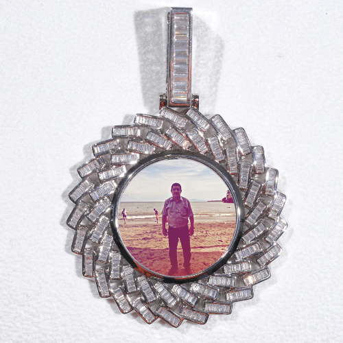 Large 3D Baguette Custom Picture Pendant