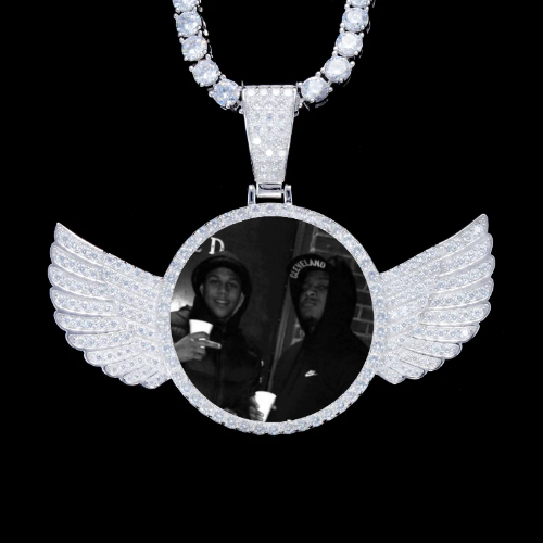 925S & VVS Moissanite 3D Wing Custom Picture Pendant
