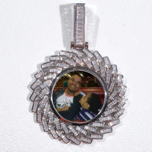 Large 3D Baguette Custom Picture Pendant