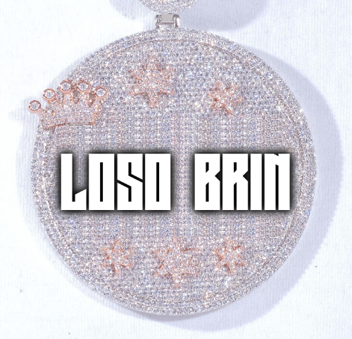 CUSTOM LETTER NECKLACE 3D BIG CROWN DISC