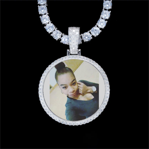 925S & VVS Moissanite 3D Circle Custom Picture Pendant