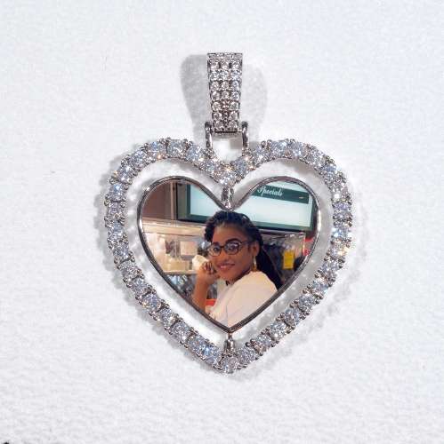 3D Spinning 2-Faced Heart Custom Picture Pendant