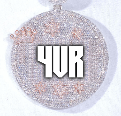CUSTOM LETTER NECKLACE 3D BIG CROWN DISC