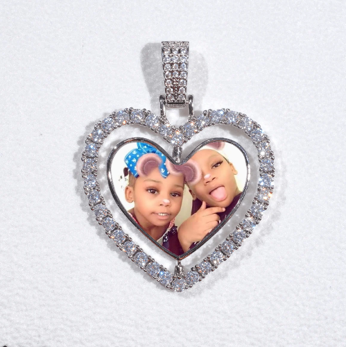 3D Spinning 2-Faced Heart Custom Picture Pendant