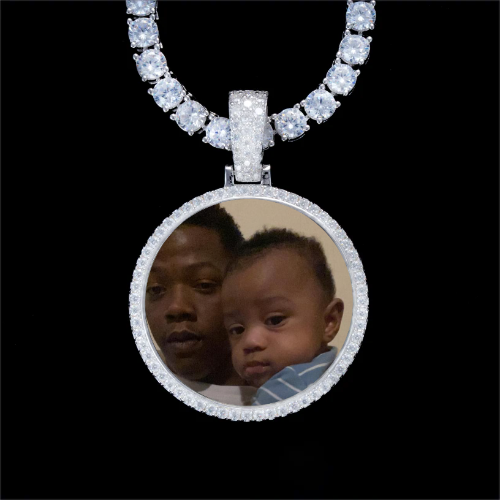 925S & VVS Moissanite 3D Circle Custom Picture Pendant
