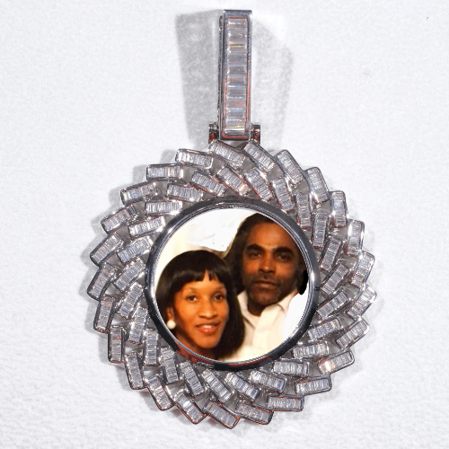 Large 3D Baguette Custom Picture Pendant