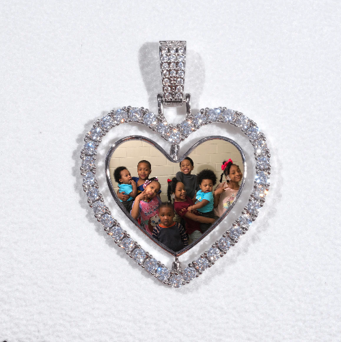3D Spinning 2-Faced Heart Custom Picture Pendant