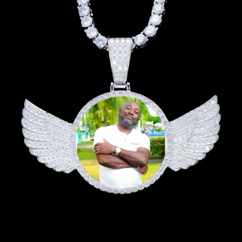 925S & VVS Moissanite 3D Wing Custom Picture Pendant