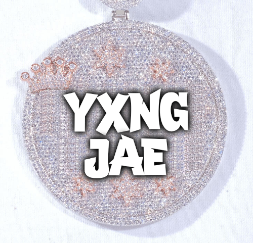 CUSTOM LETTER NECKLACE 3D BIG CROWN DISC