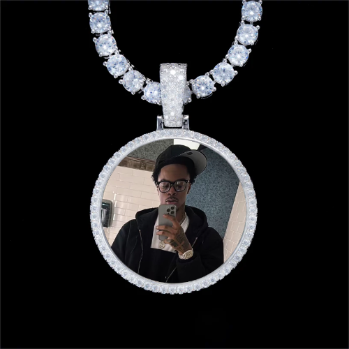 925S & VVS Moissanite 3D Circle Custom Picture Pendant