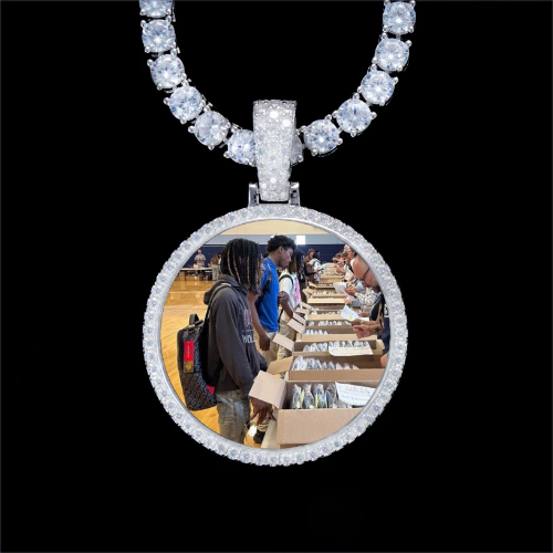 925S & VVS Moissanite 3D Circle Custom Picture Pendant