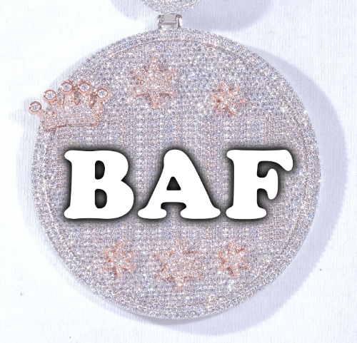 CUSTOM LETTER NECKLACE 3D BIG CROWN DISC