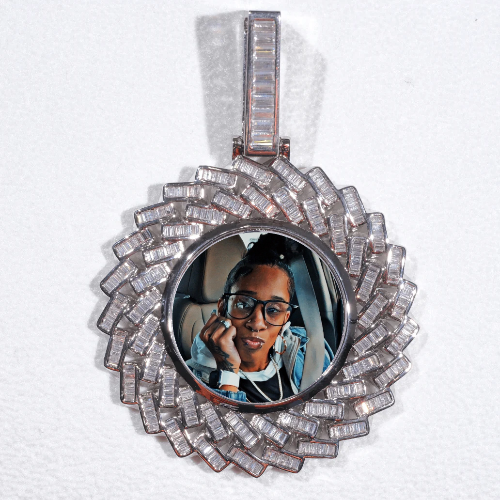 Large 3D Baguette Custom Picture Pendant