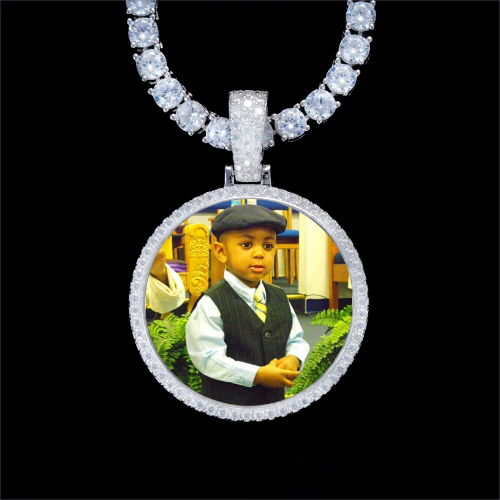 925S & VVS Moissanite 3D Circle Custom Picture Pendant