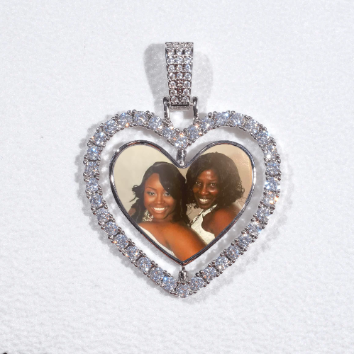 3D Spinning 2-Faced Heart Custom Picture Pendant