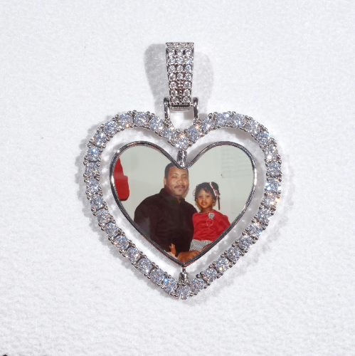 3D Spinning 2-Faced Heart Custom Picture Pendant