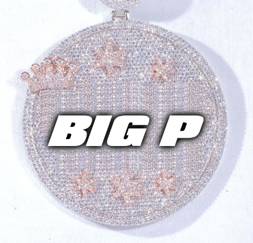 CUSTOM LETTER NECKLACE 3D BIG CROWN DISC