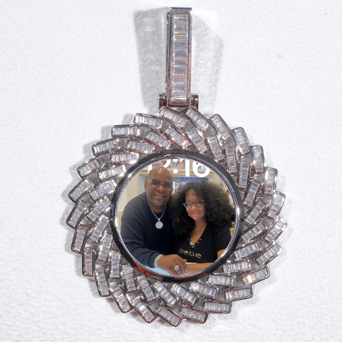 Large 3D Baguette Custom Picture Pendant