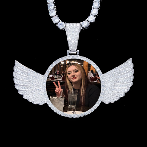 925S & VVS Moissanite 3D Wing Custom Picture Pendant
