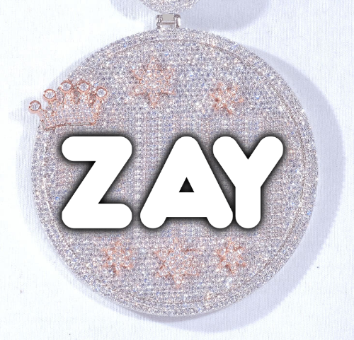 CUSTOM LETTER NECKLACE 3D BIG CROWN DISC