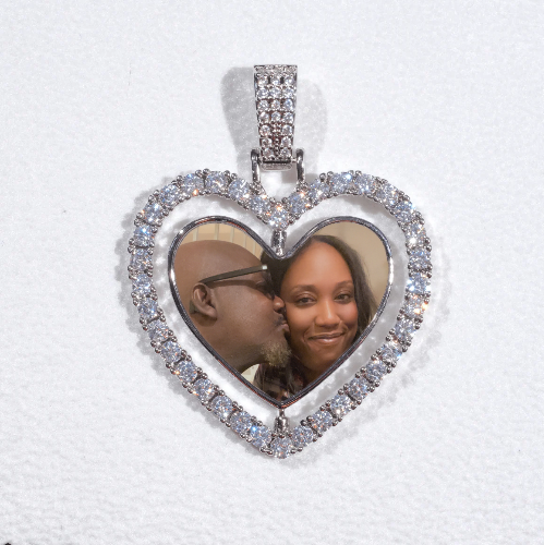 3D Spinning 2-Faced Heart Custom Picture Pendant