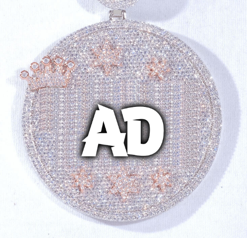 CUSTOM LETTER NECKLACE 3D BIG CROWN DISC