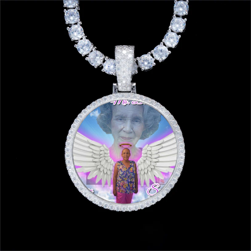 925S & VVS Moissanite 3D Circle Custom Picture Pendant