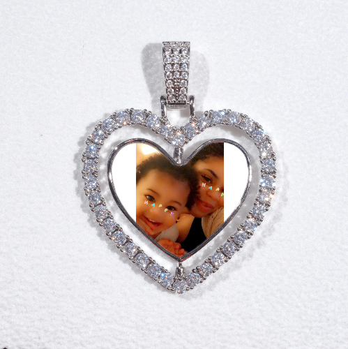 3D Spinning 2-Faced Heart Custom Picture Pendant