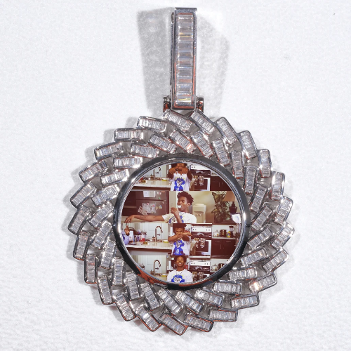 Large 3D Baguette Custom Picture Pendant
